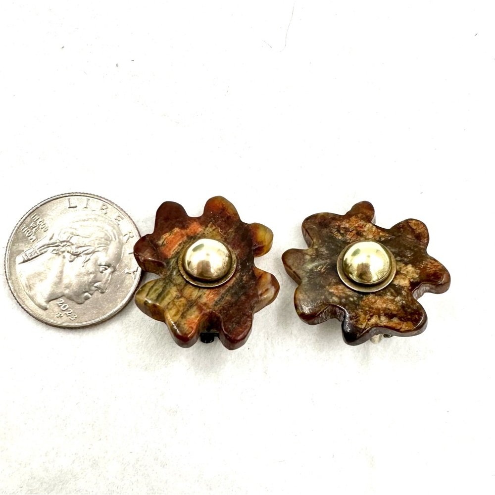Vintage Jan Michaels S.F. Agate Clip On Earrings - Picture 5 of 7